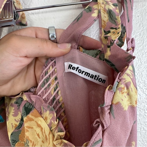 Reformation Nikita Floral Midi Dress in Blush Pink Gwenyth Size 0 - Picture 5 of 9